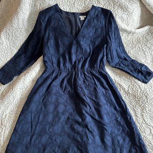 J.Crew navy blue eyelet, scalloped hem dress, size 4